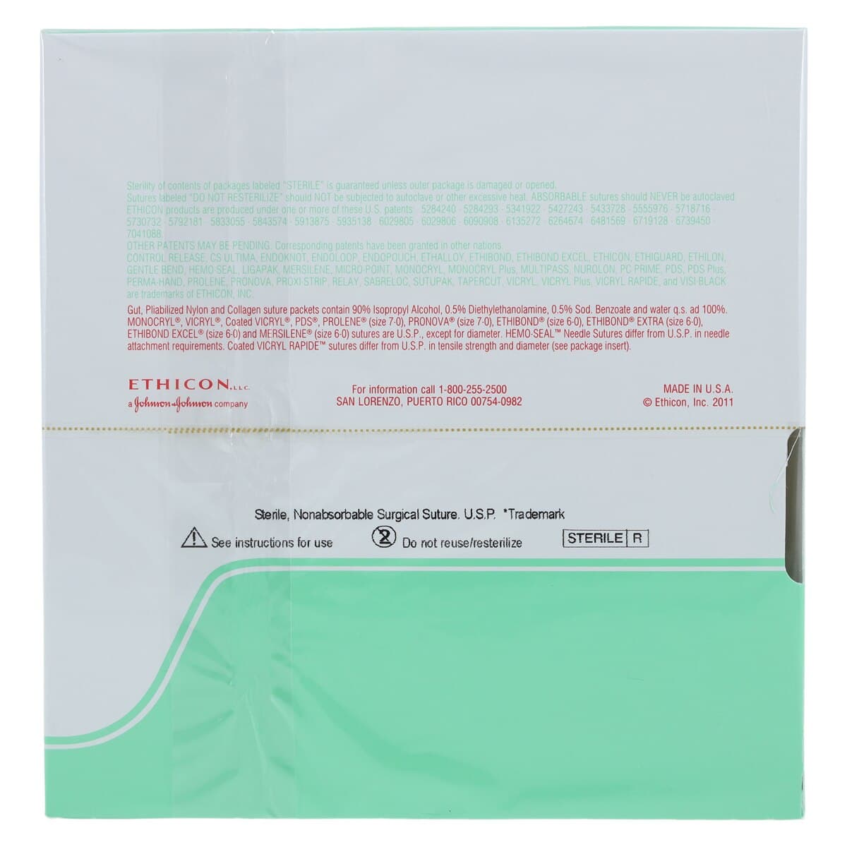 Ethicon Ethilon Nylon Monofilament Non-Absorbable Suture, 4-0, 18", Black, FS-2 Reverse Cutting Needle (3/8 Circle, 19 mm), 36/Box, 662H thumbnail 3