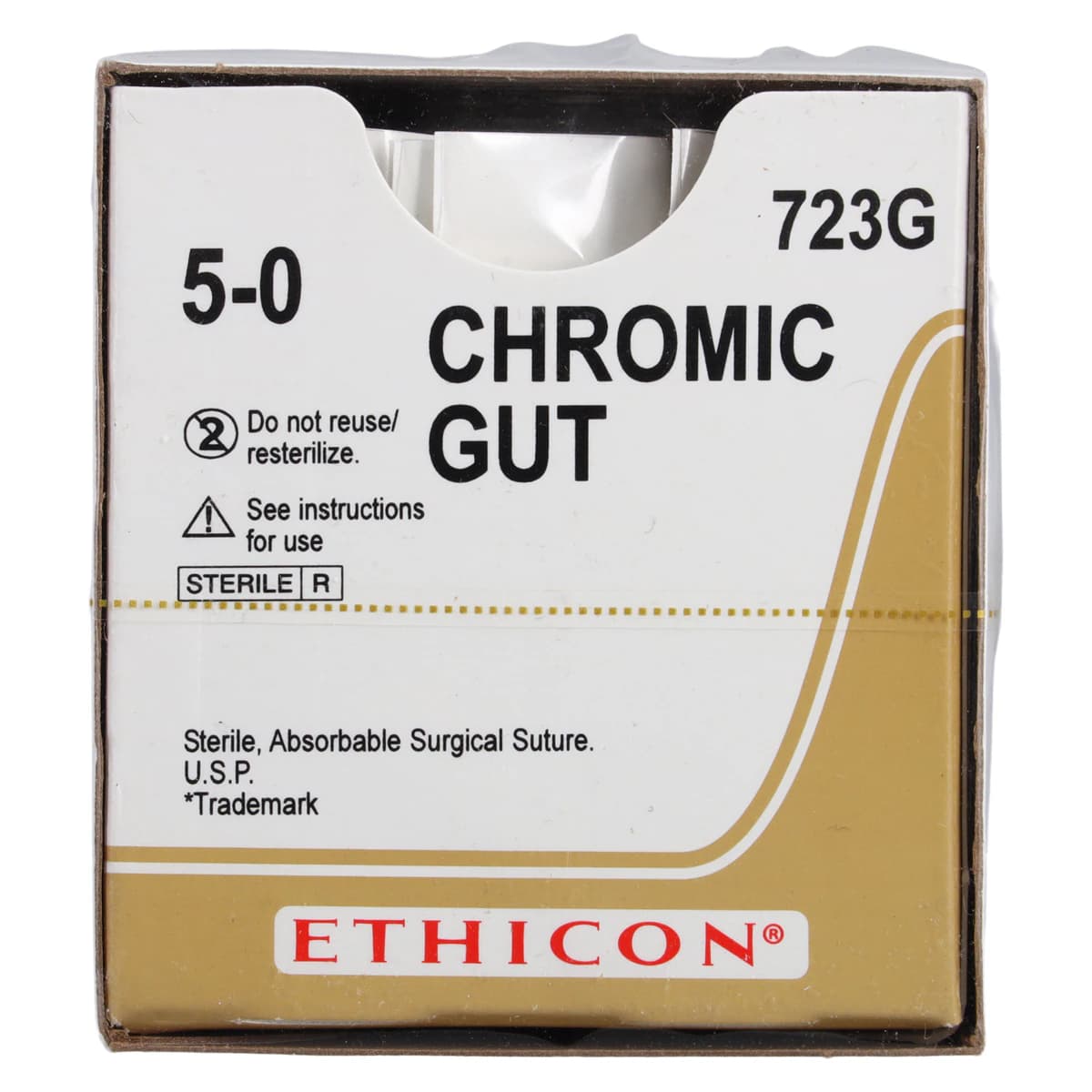 Ethicon Chromic Gut Surgical Suture, 5-0, 12" Reverse Cutting C-3 Needle, 3/8 Circle, Brown, 12/Box, 723G thumbnail 3