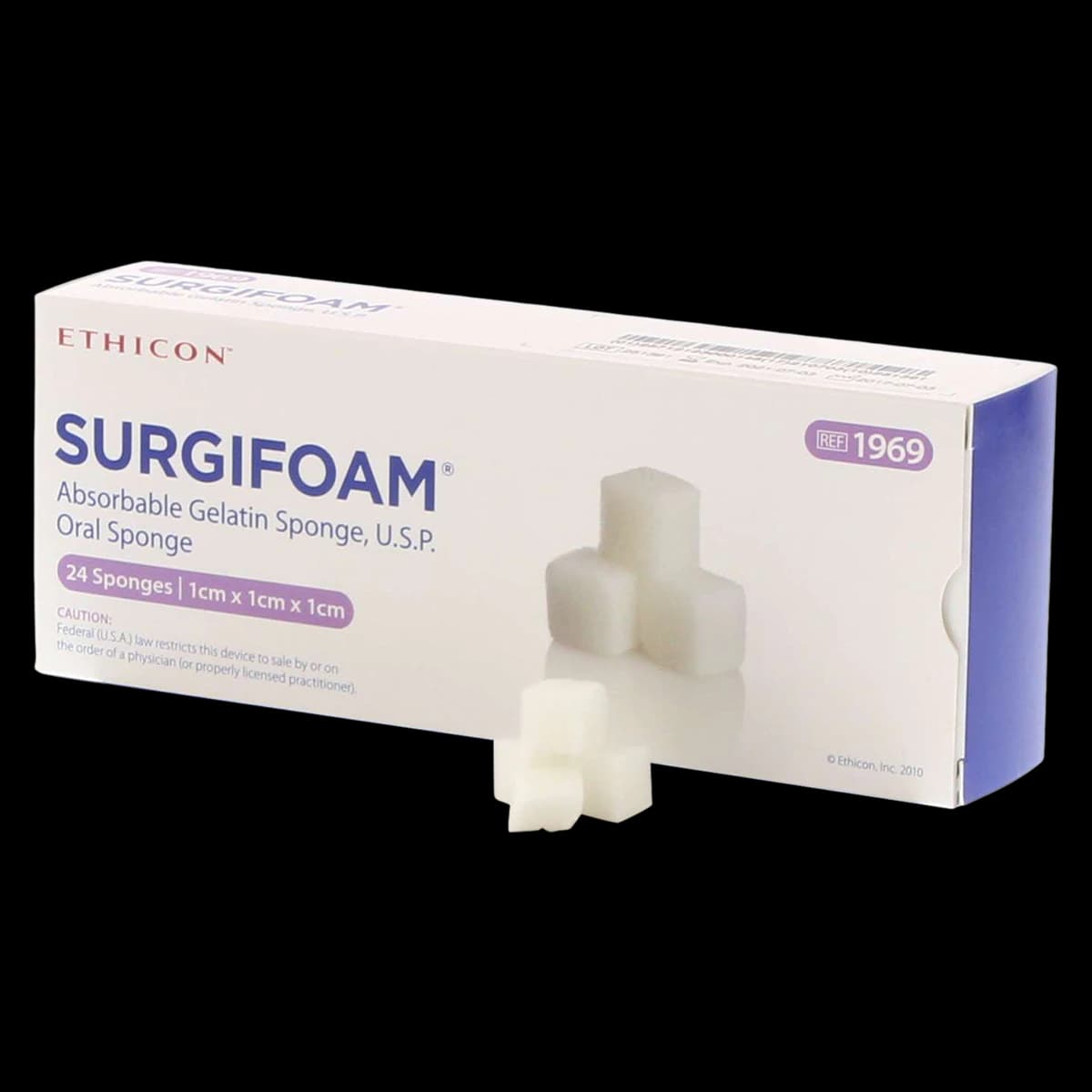 Surgifoam Absorbable Gelatin Sponge, 1cm x 1cm x 1cm, Sterile, 24/Box, 1969 - Surgifoam Gelatin Sponge, 24/Pk, 1969 - Image 1