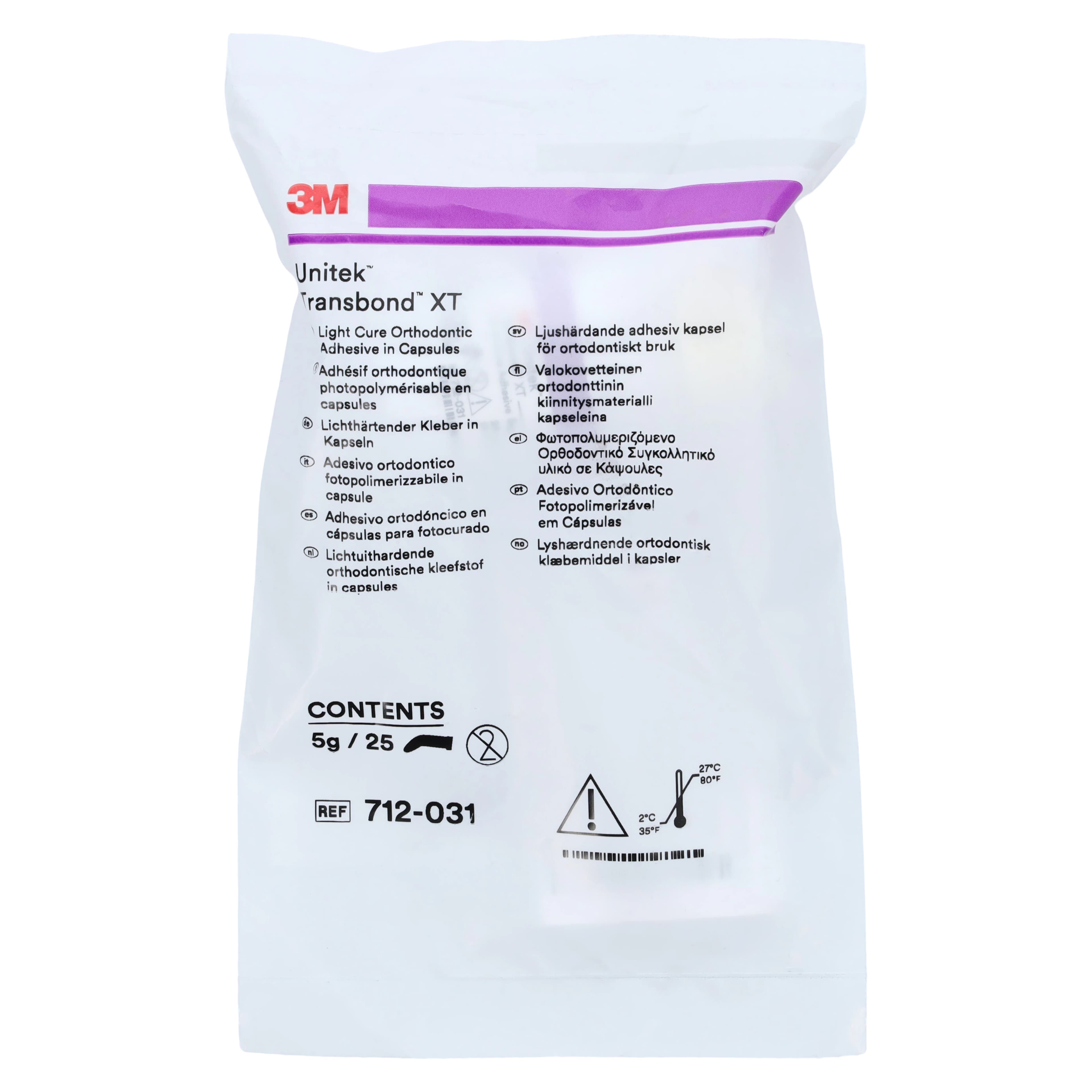 3M Transbond XT Light Cure Orthodontic Adhesive Capsules, 0.2g, 25/Box, 712-031 - Transbond XT Light Cure Adhesive 5g 25caps - Image 1