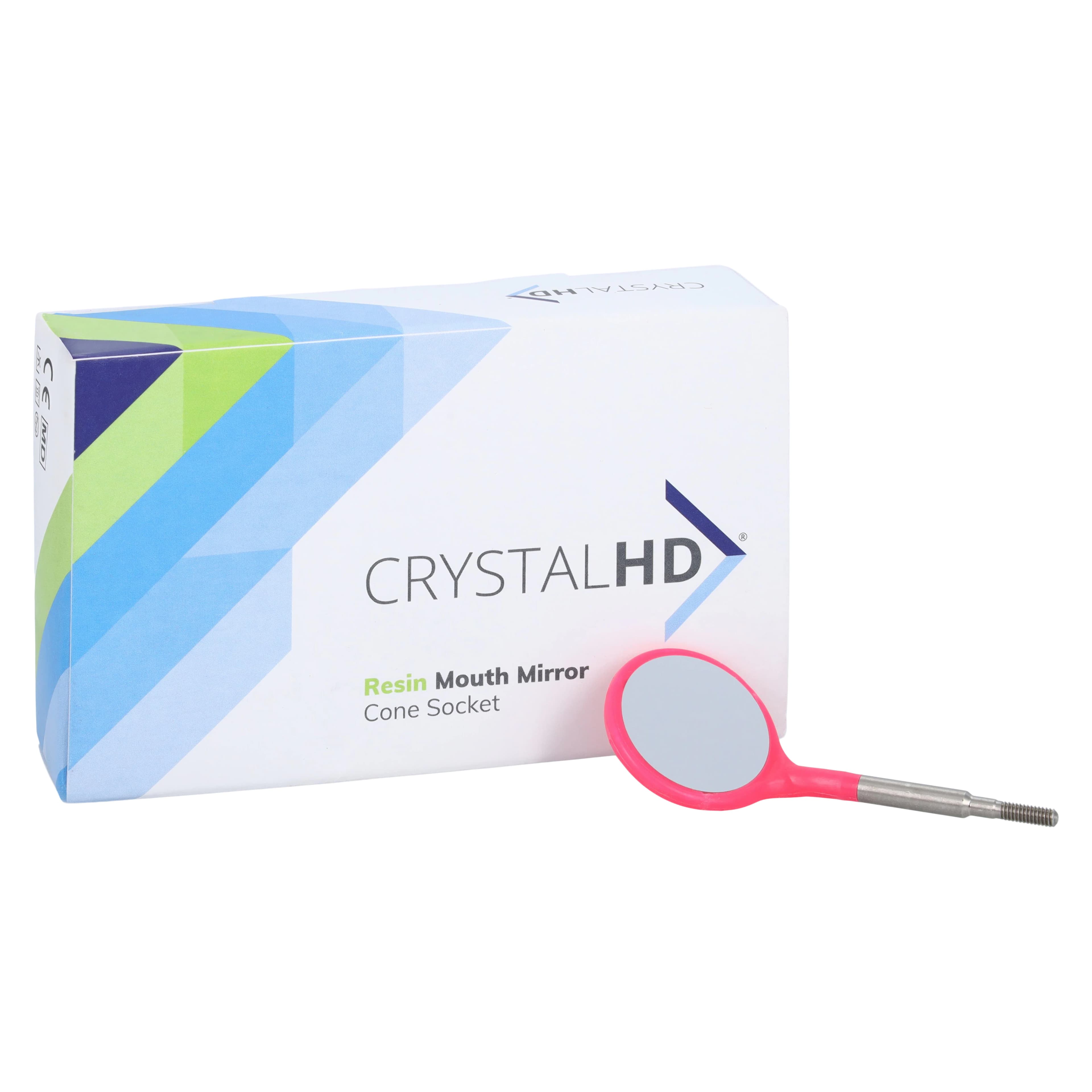 Crystal HD® Plastic Mouth Mirror Head, #5, Cone Socket, Neon Pink, 12/Pkg, 50Z372S - #5 Crystal HD® Neon Pink Resin Mouth Mirror Screw-On Heads (Cone Socket) Pack of 12 - Image 1