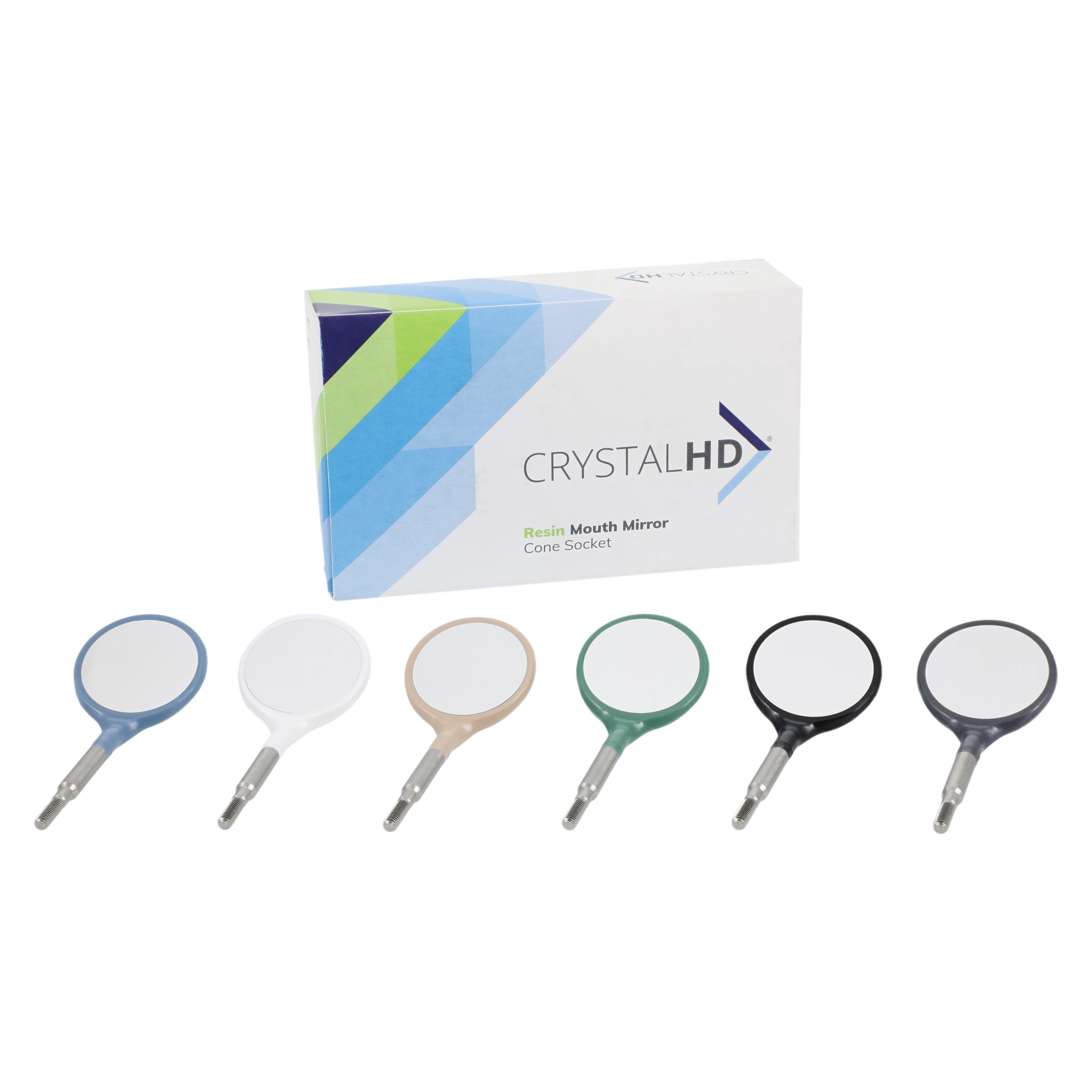 Zirc Crystal HD Plastic Mouth Mirror Head, #5 Cone Socket, Assorted Pastel, 12/Pkg, 50Z372-Pstl - Zirc - #5 Pl Head 12Pk Cs Pstl Astd - Image 1