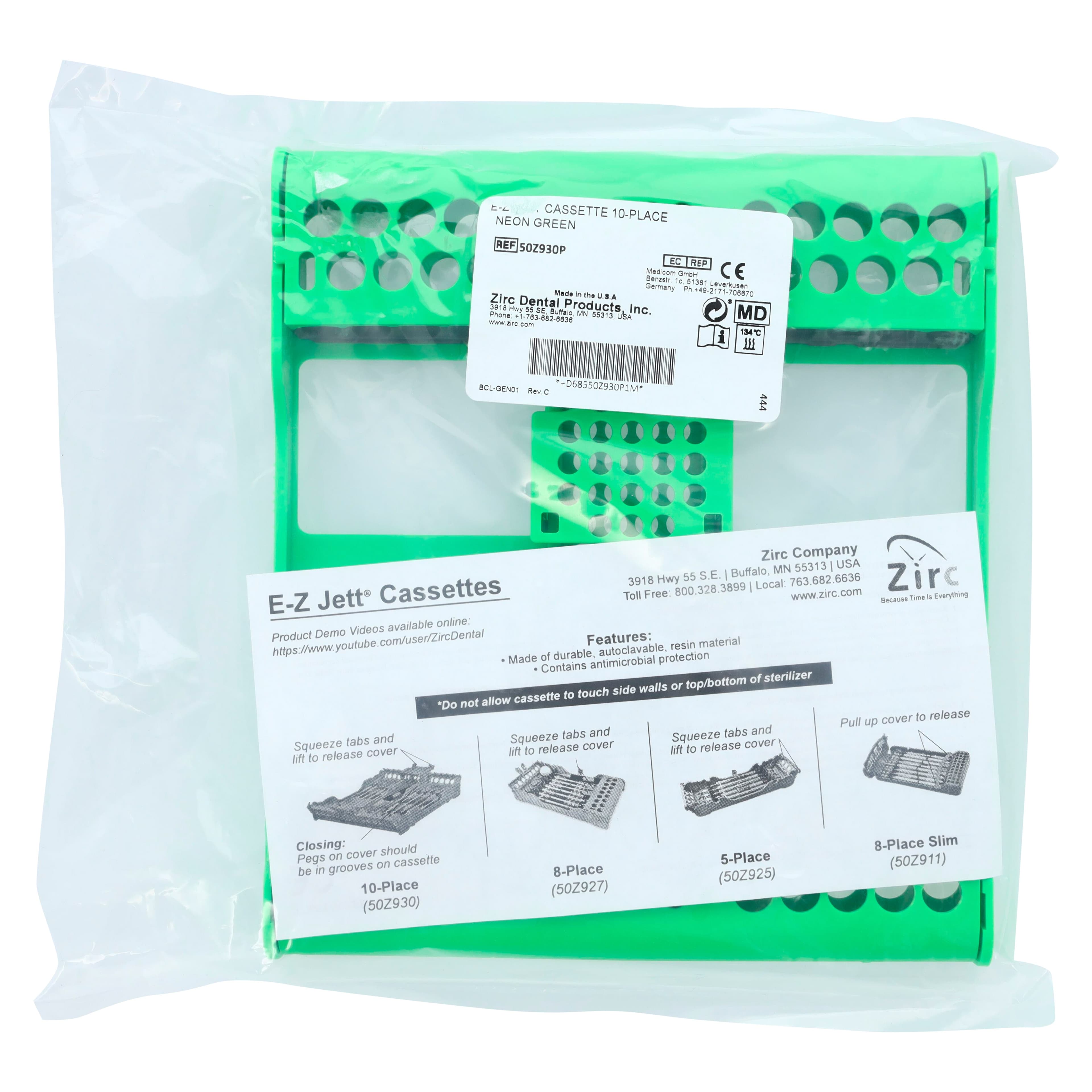 Zirc E-Z Jett® Cassette, 10-Place, Neon Green, 50Z930P thumbnail 6