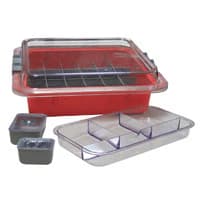 Zirc Procedure Tub Complete Kit, Red, 12-5/8" L x 11-1/4" W x 4" H, with Cover, Liner, Dividers, Cups & Slide Tray, 20Z455-M - Red Complete Tub Kit - Image 1