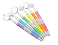 Zirc Crystal HD® #5 Mouth Mirror with Soft Grip Handle, Assorted Neon Colors, Pack of 12 (50Z364-NEON) - #5 Crystal HD® Mouth Mirror Soft Grip Vibrant Assorted Pack of 12 - Image 1