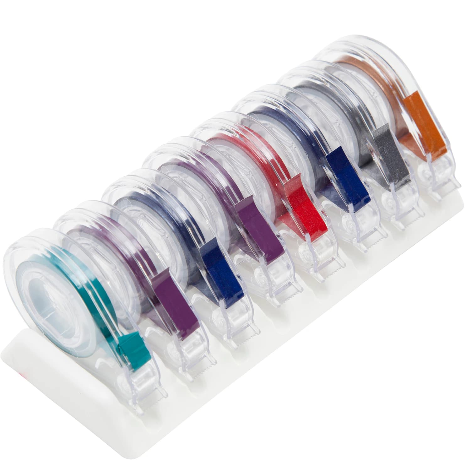 Zirc E-Z ID Tape System, Jewel Assorted Colors, 8 Rolls of 3 ft x 1/4" Tape with Dispenser Rack, 70Z315 - Zirc E-Z ID Tape Dispenser - Image 1