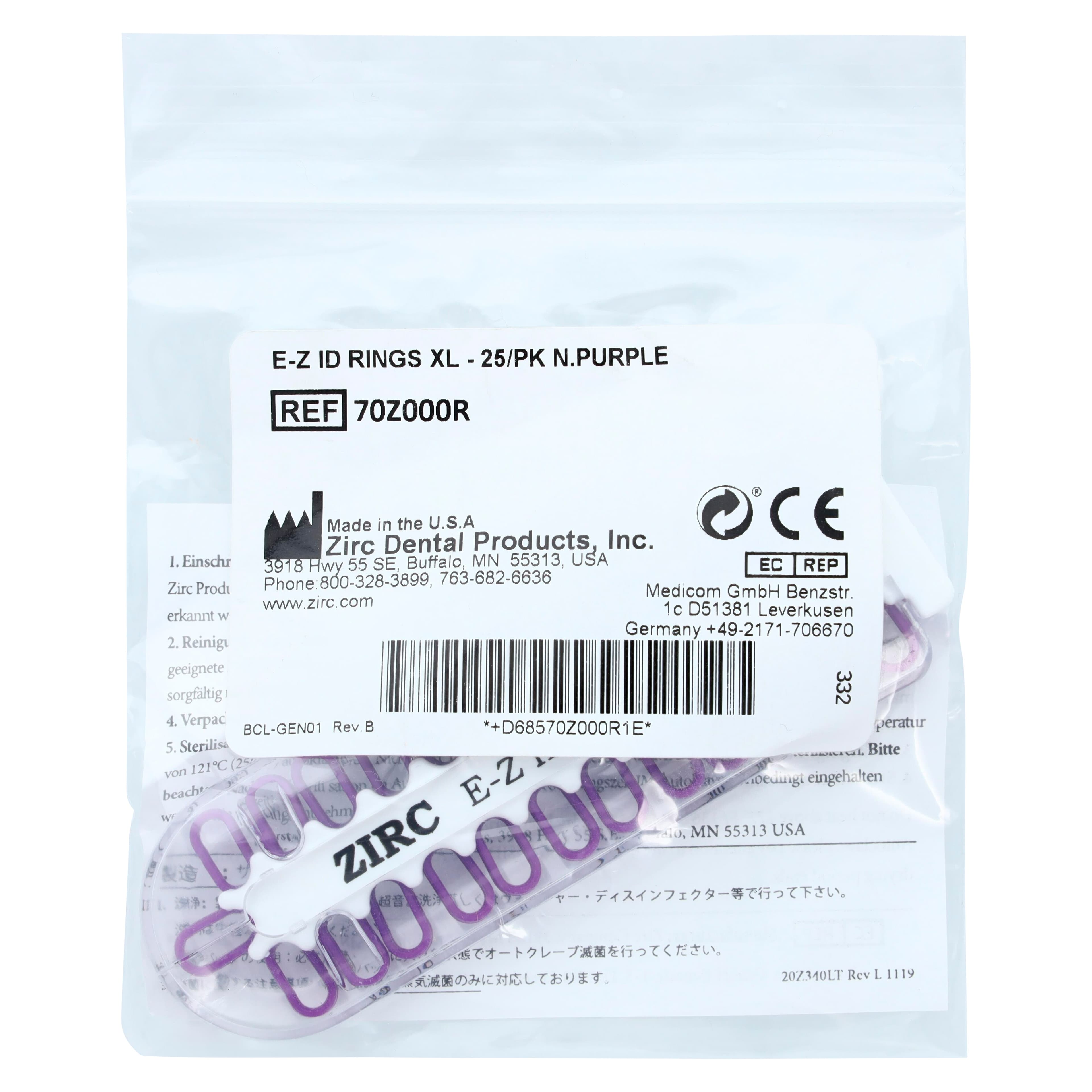 Zirc E-Z ID Instrument Color Code Rings, XL, Neon Purple, 25/Pack, 70Z000R thumbnail 4