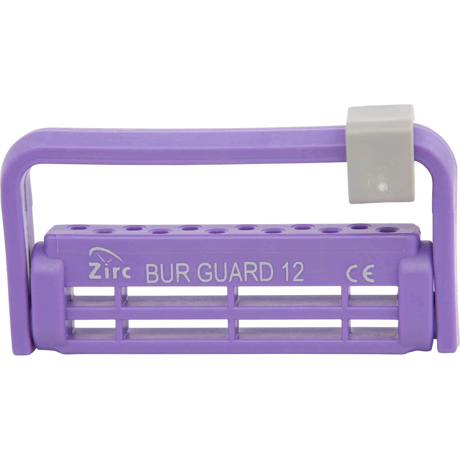 Zirc Steri-Bur Guard 12-Hole Neon Purple, Autoclavable Bur Block, 50Z406R - Neon Purple 12-Hole Steri-Bur Guard - Image 1