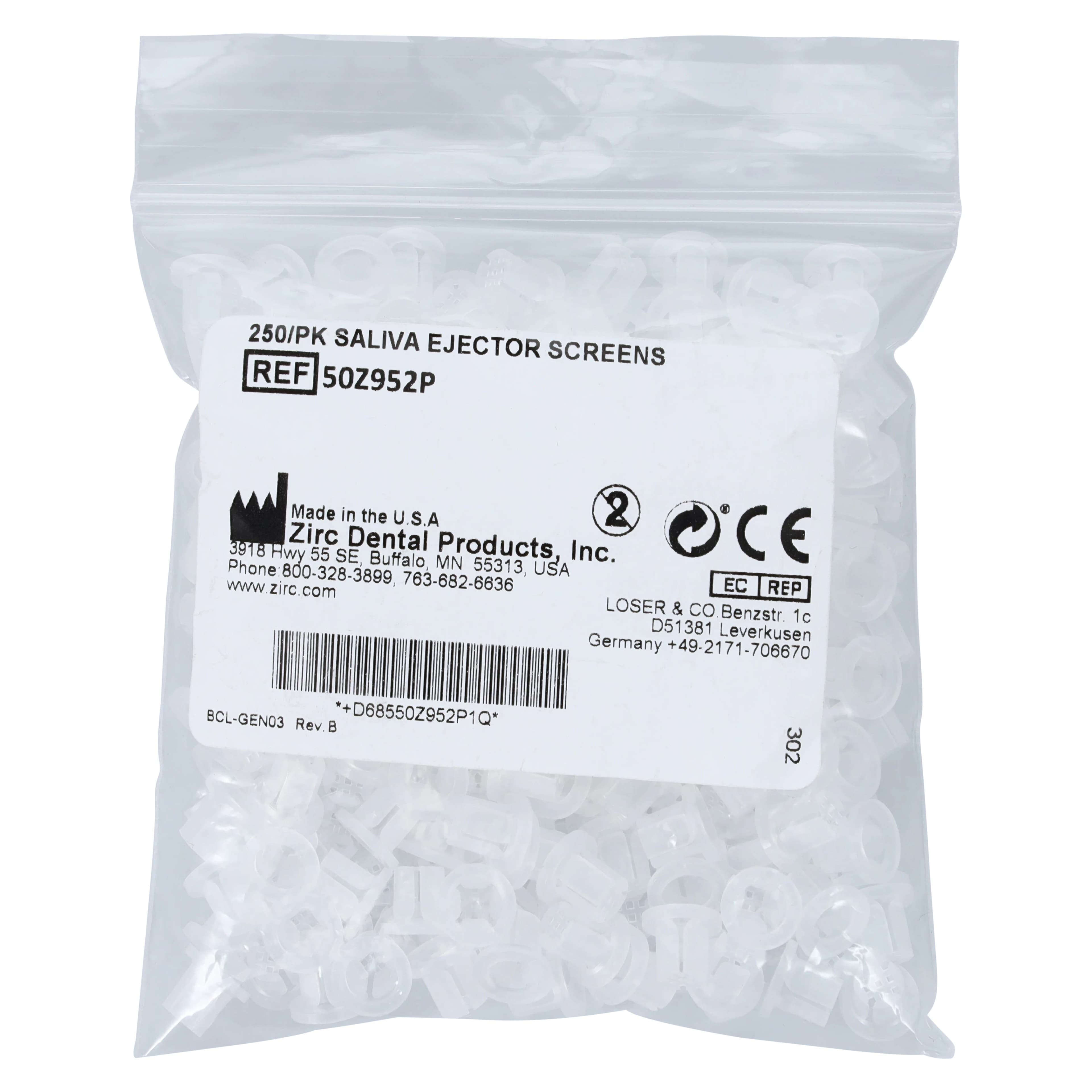 Zirc Saliva Ejector Screens, Plastic, Disposable, with Antimicrobial Protection, 250/Pk, 50Z952P thumbnail 3