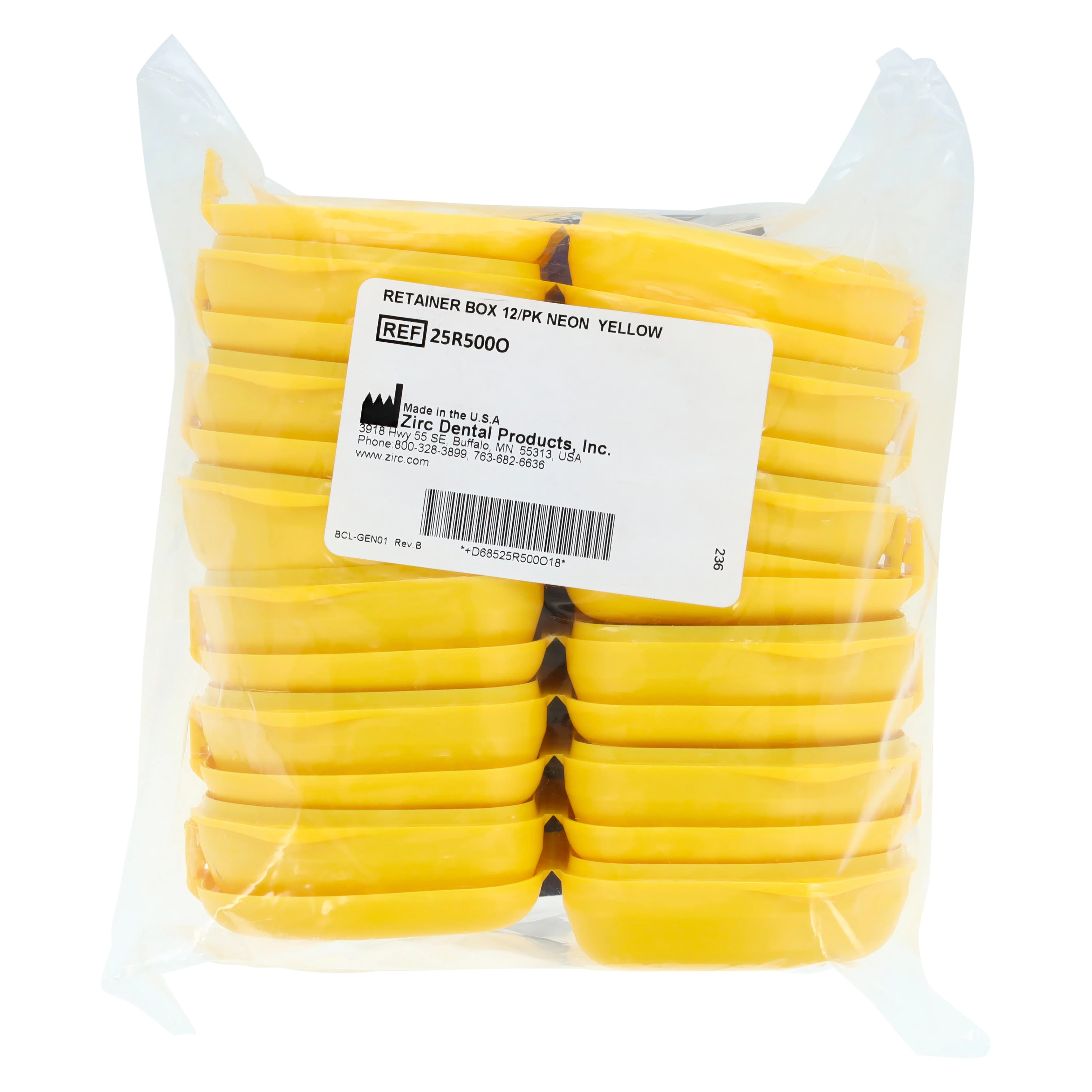 Zirc Dental Neon Yellow Retainer Box, 1" Deep, 12/Box thumbnail 4