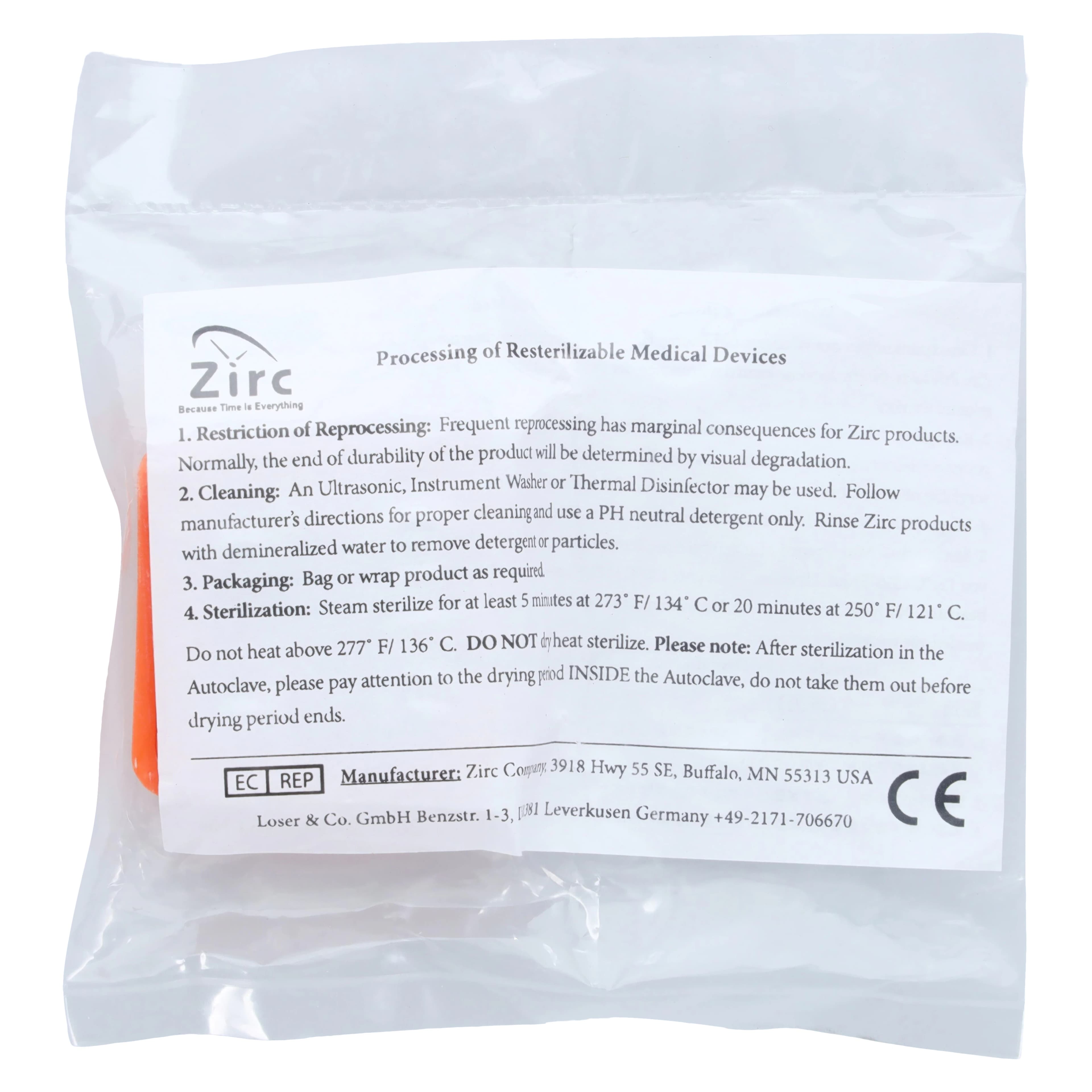 Zirc 8-Hole Magnetic Bur Block, Neon Orange, Fits FG/RA/HP Burs, Autoclavable, 1/Pk, 50Z400Q thumbnail 4