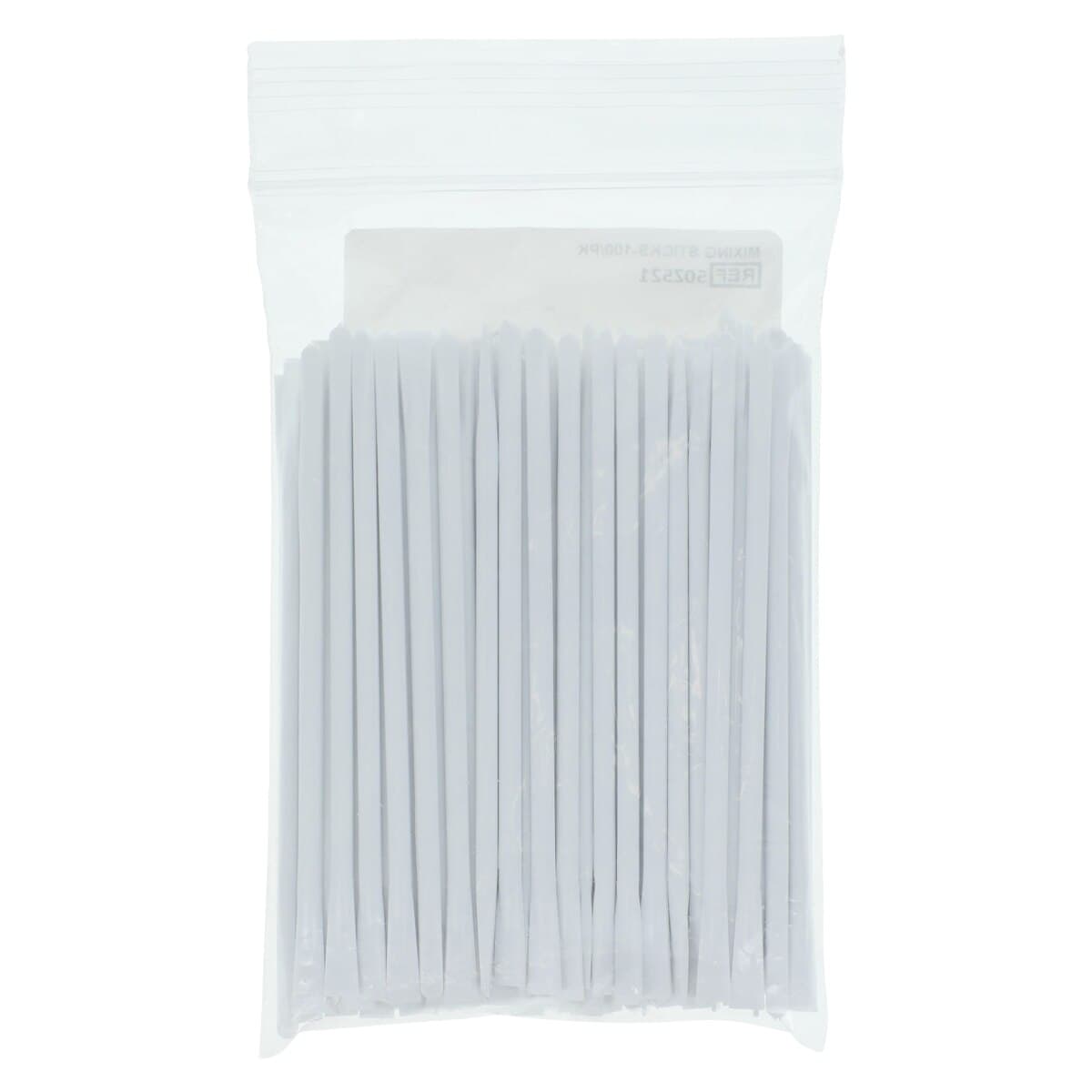 Zirc Mighty Mixer Mixing Sticks, White Plastic, Double-End Disposable, 4-1/2", 100/Pkg, 50Z521 thumbnail 2