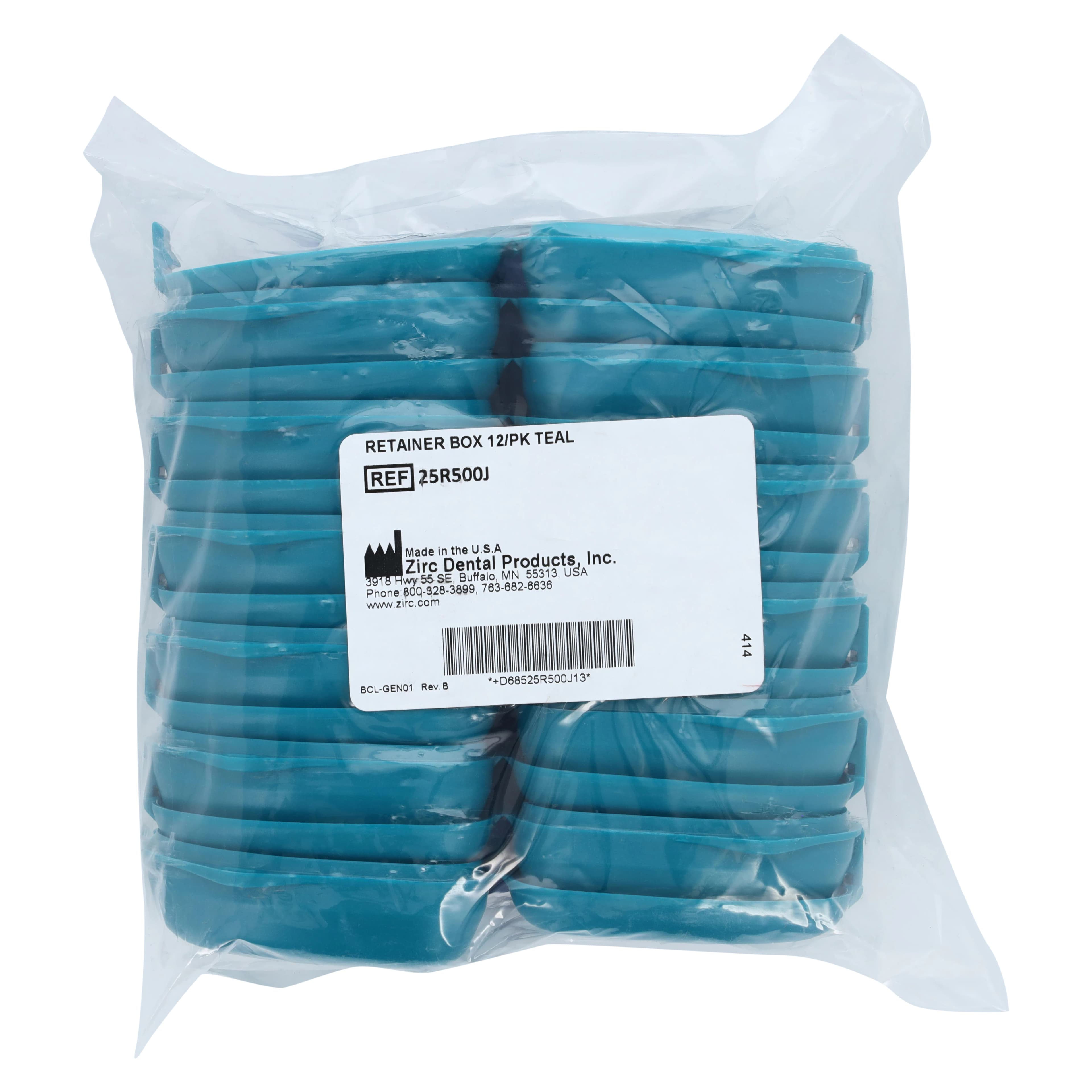 Zirc Dental Retainer Box, 1" Deep, Teal, 12/Pack, 25R500J thumbnail 4