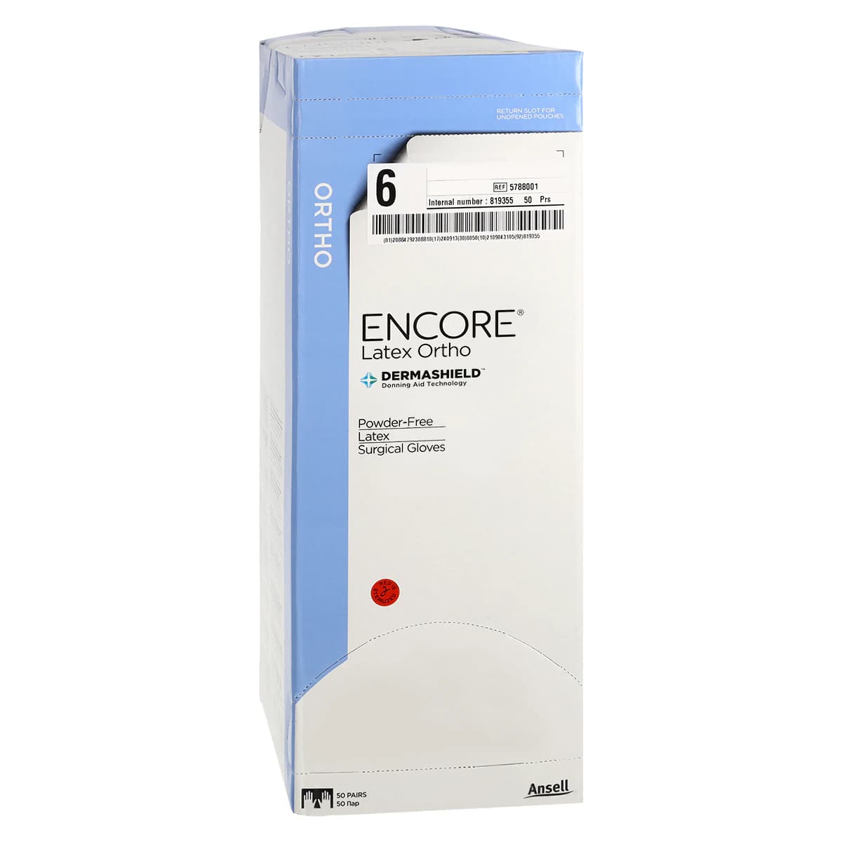 Ansell Encore Orthopaedic Latex Surgical Gloves, Size 6, Sterile, Powder-Free, Brown, 50 Pairs/Box thumbnail 4