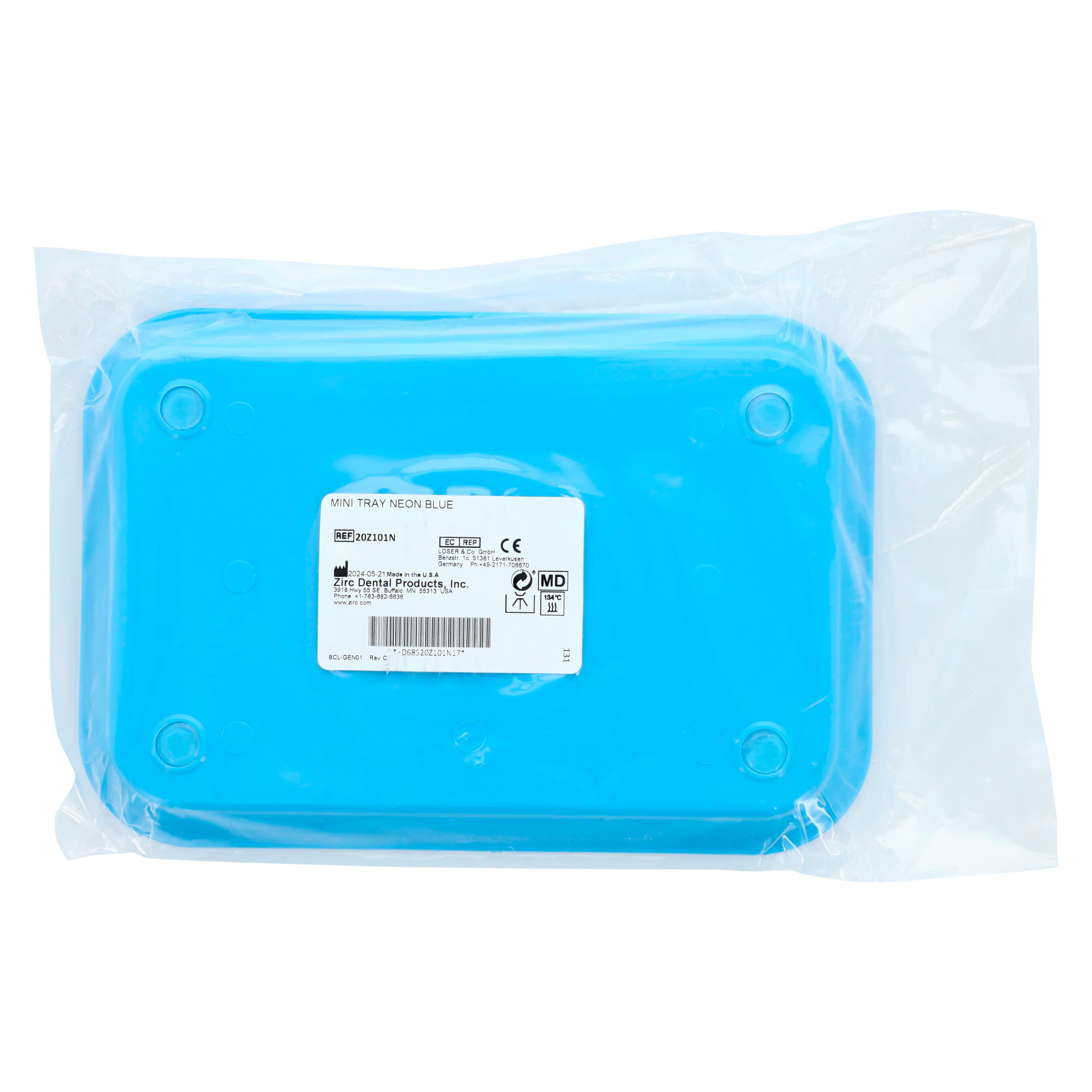 Zirc Mini Flat Setup Tray, Neon Blue, 9-3/8" x 6-3/8" x 7/8", 1/Pk, 20Z101N thumbnail 2
