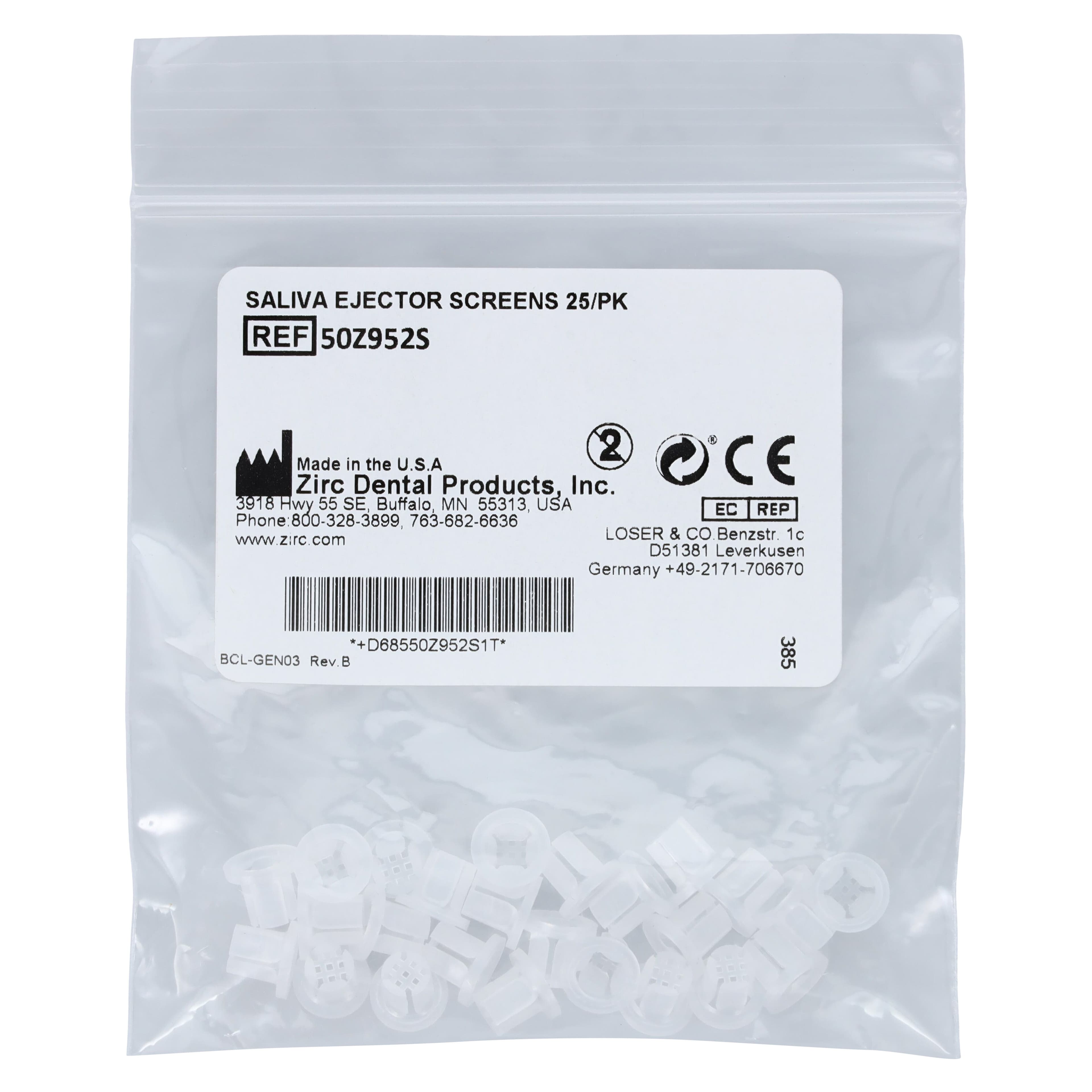 Zirc Dental Saliva Ejector Screens, Plastic, Disposable, 25/Pkg, 50Z952S thumbnail 3