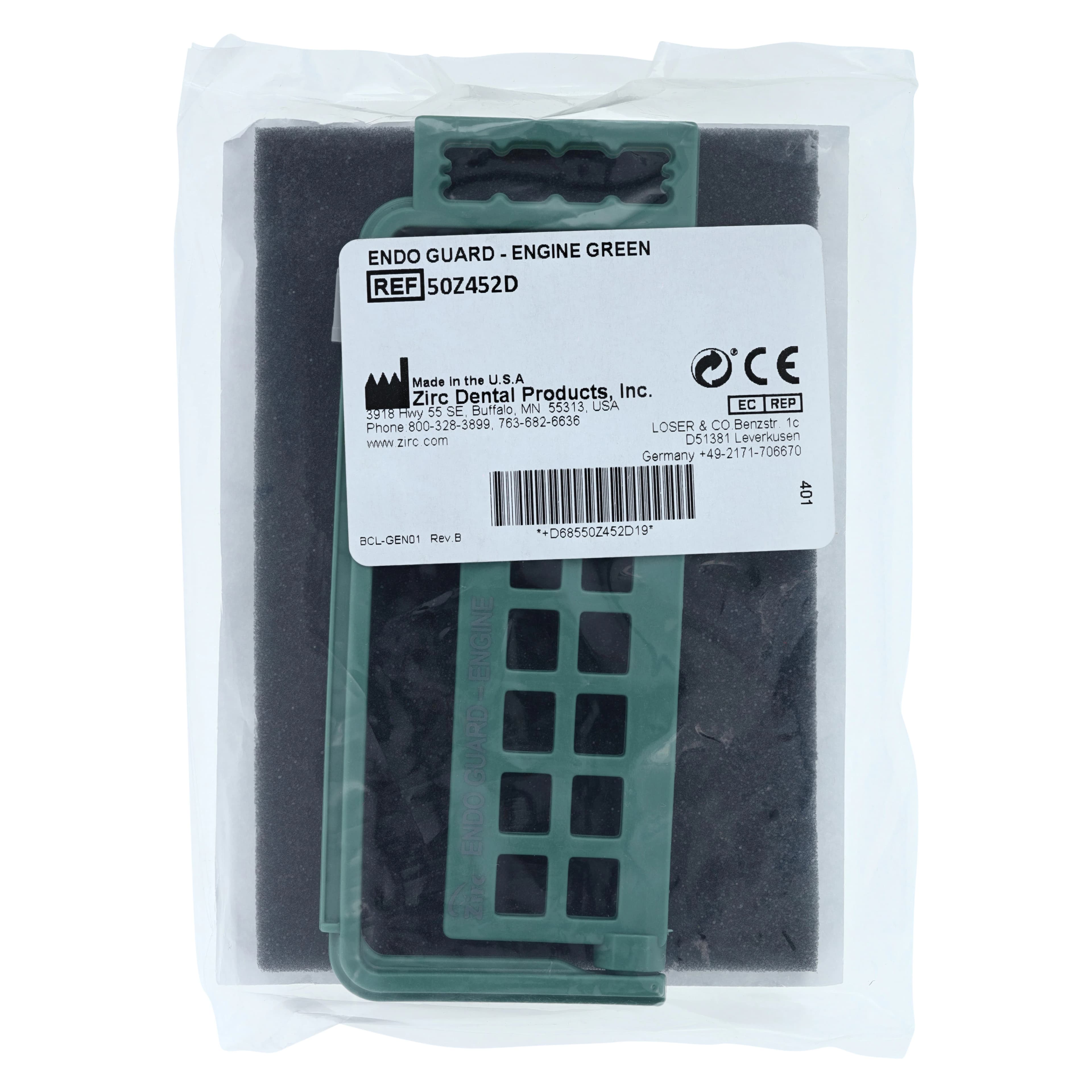Zirc Steri-Endo Guard Engine Organizer, Green, Holds 11 Engine & 5 Hand Files, Autoclavable, 50Z452D - Green Steri-Endo Guard Engine - Image 1
