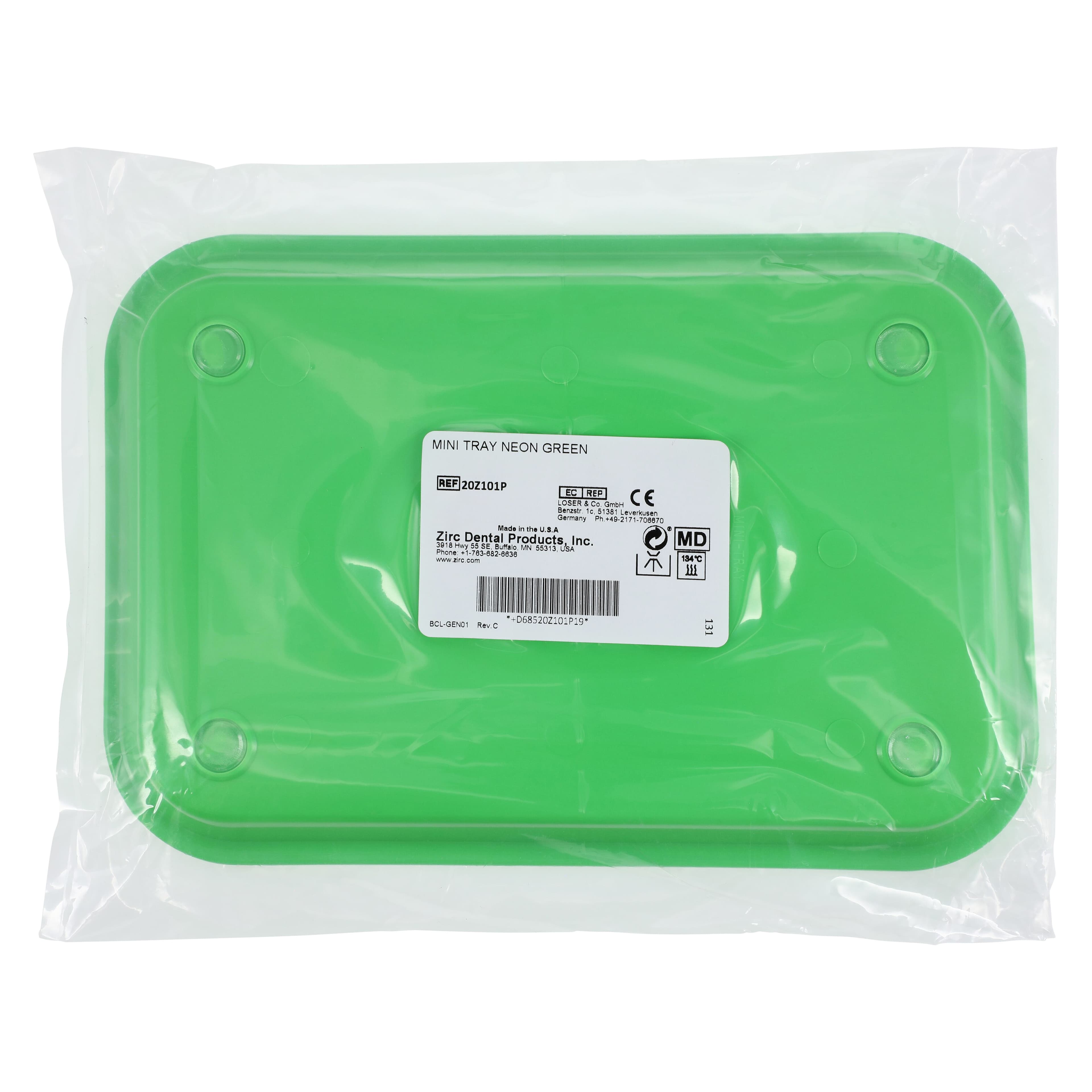 Zirc Mini Tray, Neon Green, 9-3/8" x 6-3/8" x 7/8", Autoclavable, 20Z101P thumbnail 2