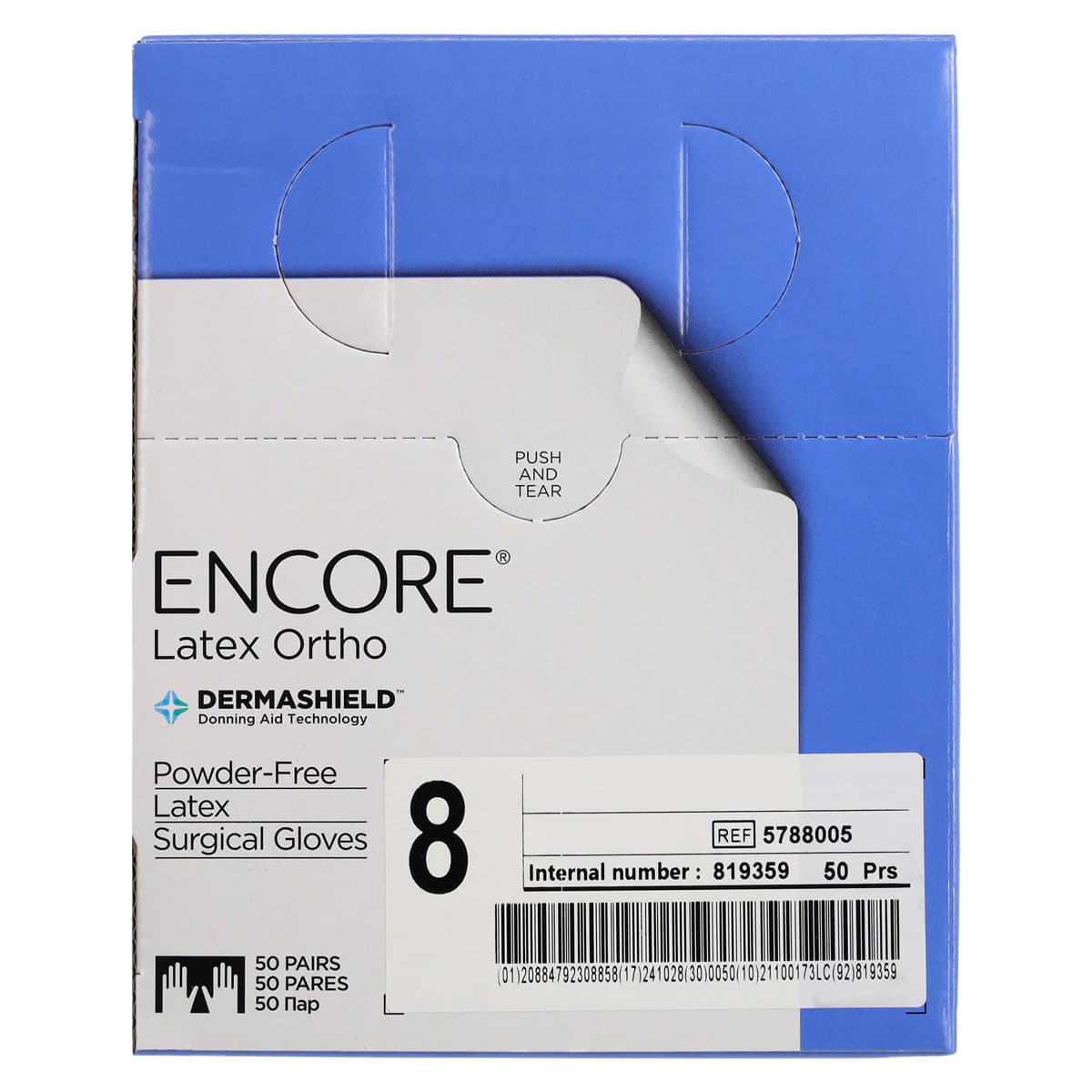 Encore Orthopaedic Latex Surgical Gloves, Size 8, Sterile, Powder-Free, Textured, Brown, Beaded Cuff, 50 Pairs/Box thumbnail 8