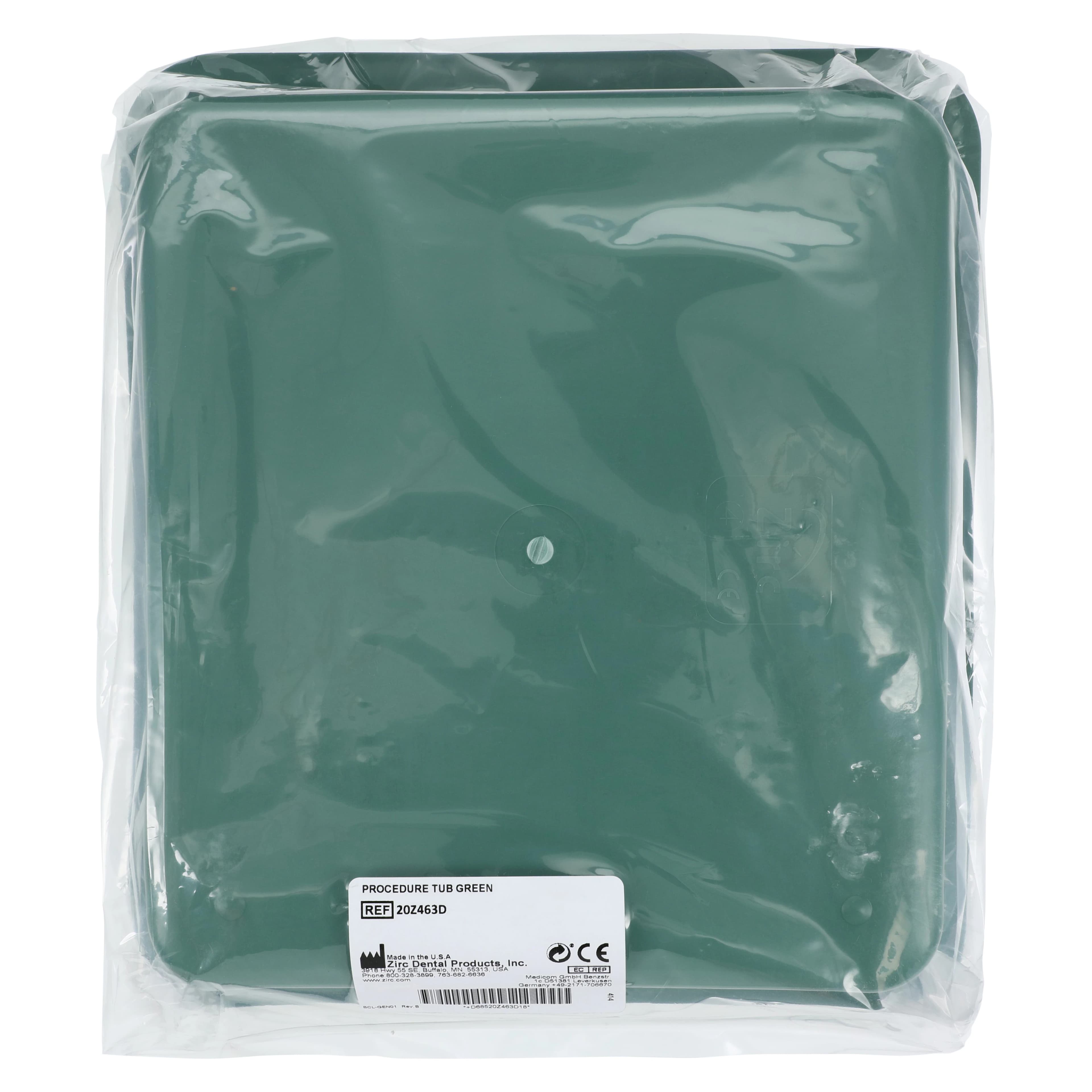 Zirc Procedure Tub, Green, 12-1/4"L x 10-7/8"W x 2-3/4"H, 1/Pk, 20Z463D thumbnail 2