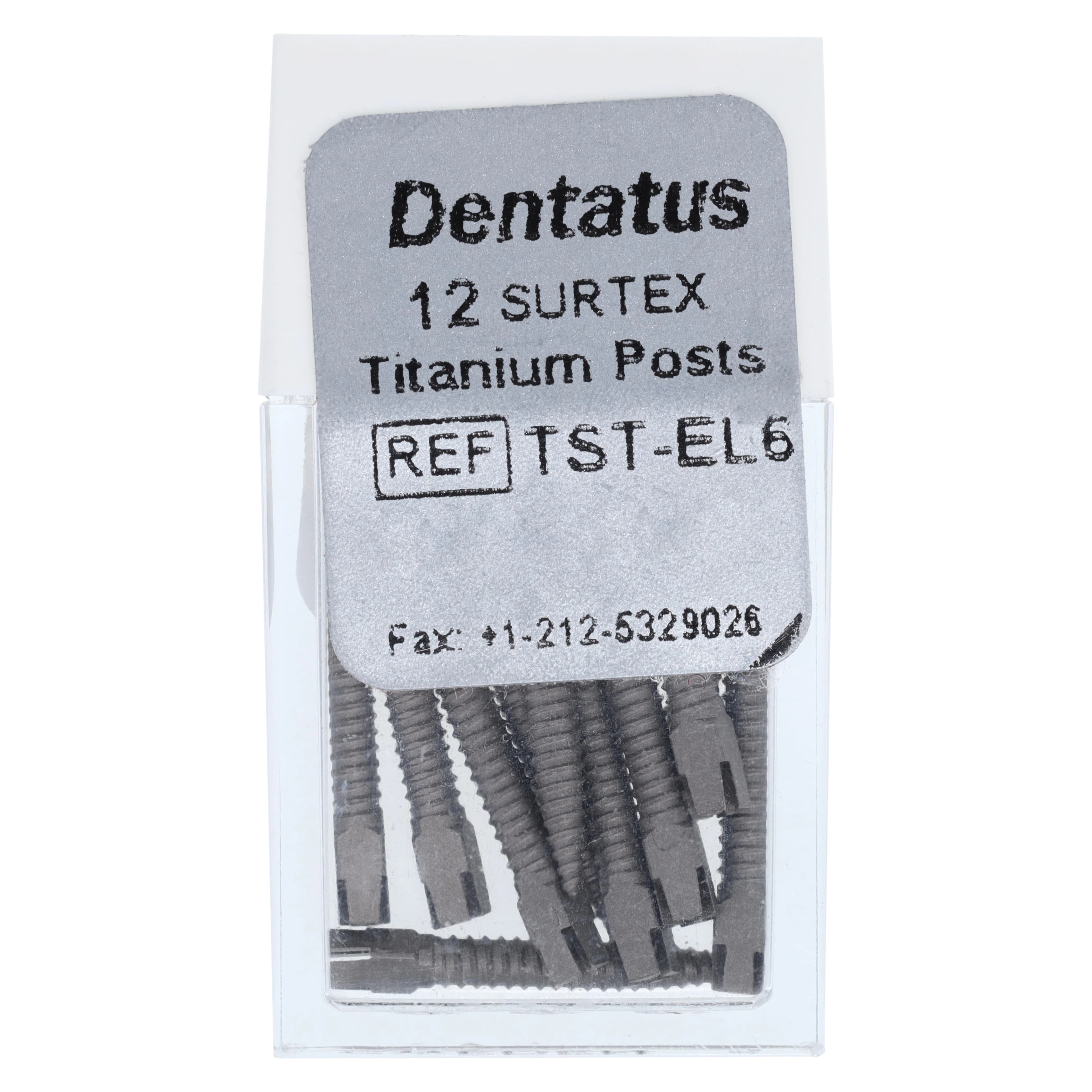 Dentatus Surtex Classic Surface-Treated Titanium Post Refill, Extra Long, 1.80 mm Diameter, 14.2 mm Length, 12/Pkg, TST-EL6 - SURTEX™ Surface-Treated Titanium Post Refill – Extra Long, Length 14.2 mm, 12/Pkg - TST-EL6, Diameter 1.80 mm, Length 14.2 mm - Image 1