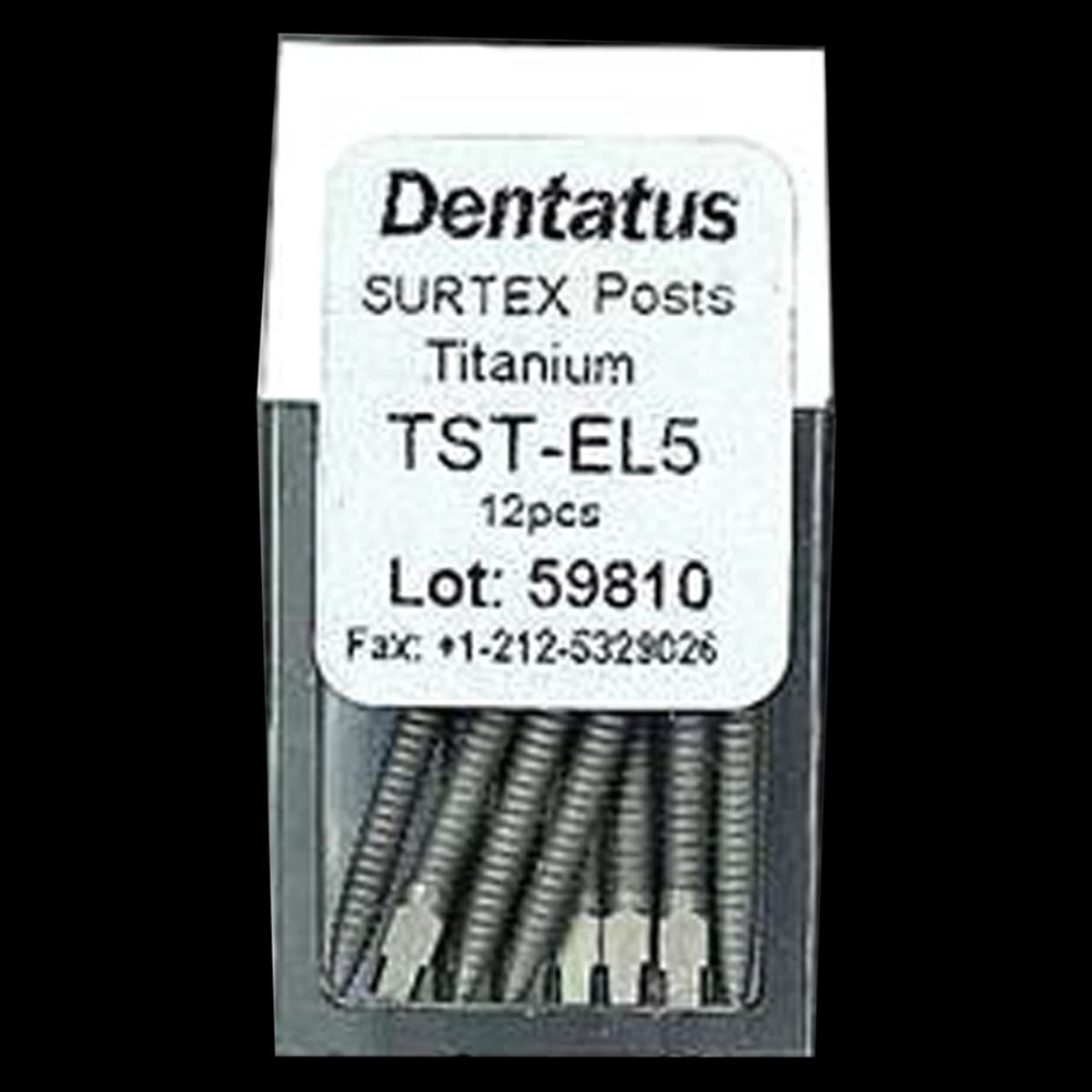 Dentatus Surtex Classic Surface-Treated Titanium Post Refill, Extra Long, 1.65 mm Diameter, 14.2 mm Length, 12/Pkg, TST-EL5 - SURTEX™ Surface-Treated Titanium Post Refill – Extra Long, Length 14.2 mm, 12/Pkg - TST-EL5, Diameter 1.65 mm, Length 14.2 mm - Image 1