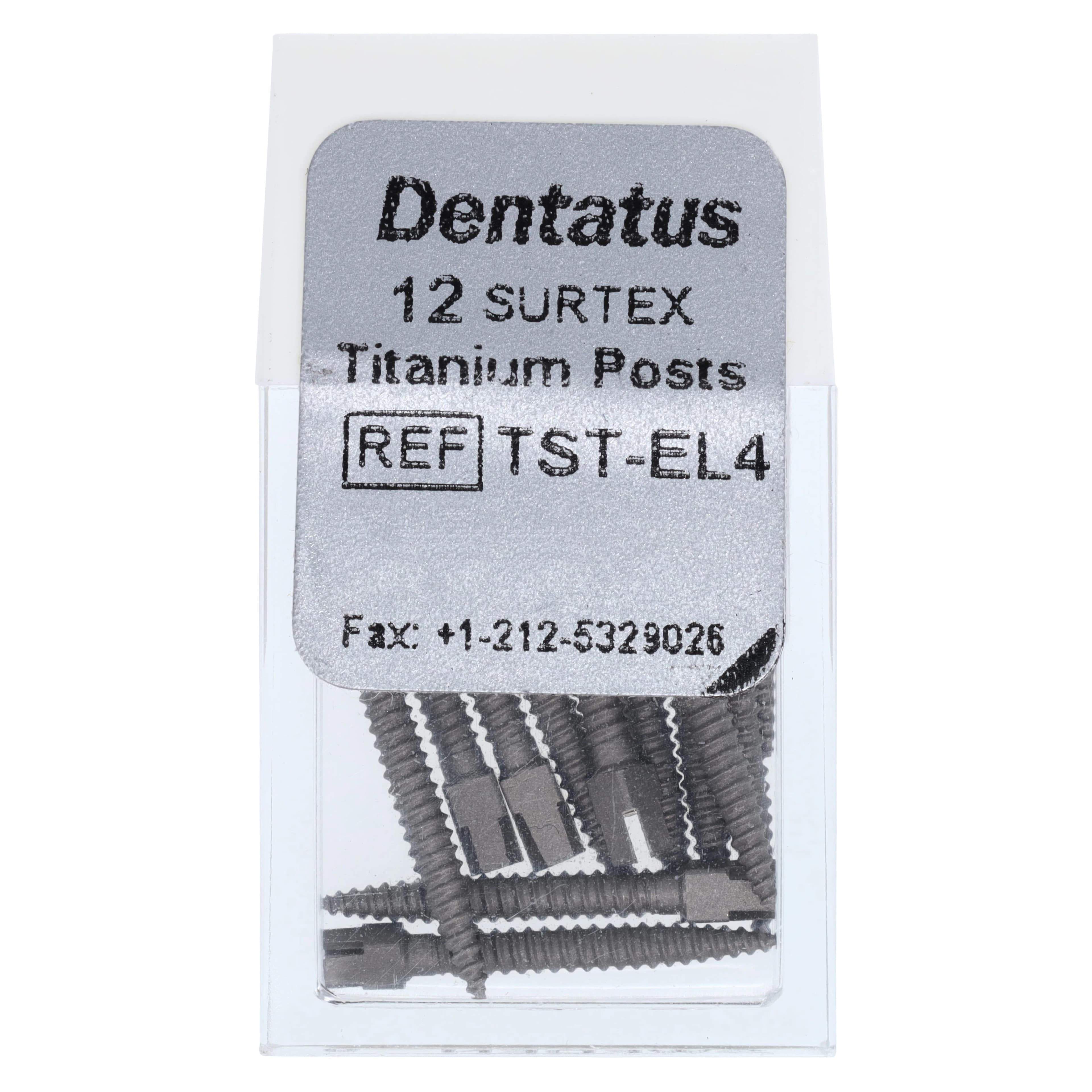 Dentatus Surtex Classic Surface-Treated Titanium Post Refill, Extra Long, 1.50 mm Diameter, 14.2 mm Length, 12/Pkg, TST-EL4 - SURTEX™ Surface-Treated Titanium Post Refill – Extra Long, Length 14.2 mm, 12/Pkg - TST-EL4, Diameter 1.50 mm, Length 14.2 mm - Image 1
