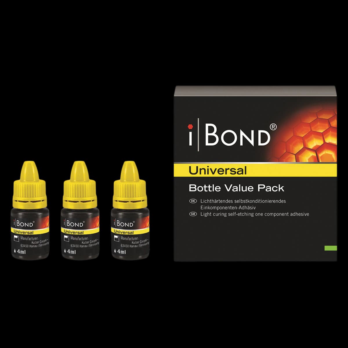 Kulzer iBOND Universal Light-Curing Adhesive, Bottle Value Pack, 3 x 4 mL, 66061412 - iBond Universal Value Pack - Image 1