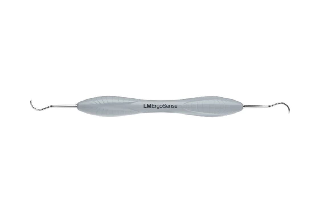LM ErgoSense Sickle Scaler H6/H7, Double-Ended, Stainless Steel, Anterior, Light Gray Silicone Handle, 1 Each - Stainless Steel H6/H7 Sickle Scaler - Ergosense Handle - Image 1