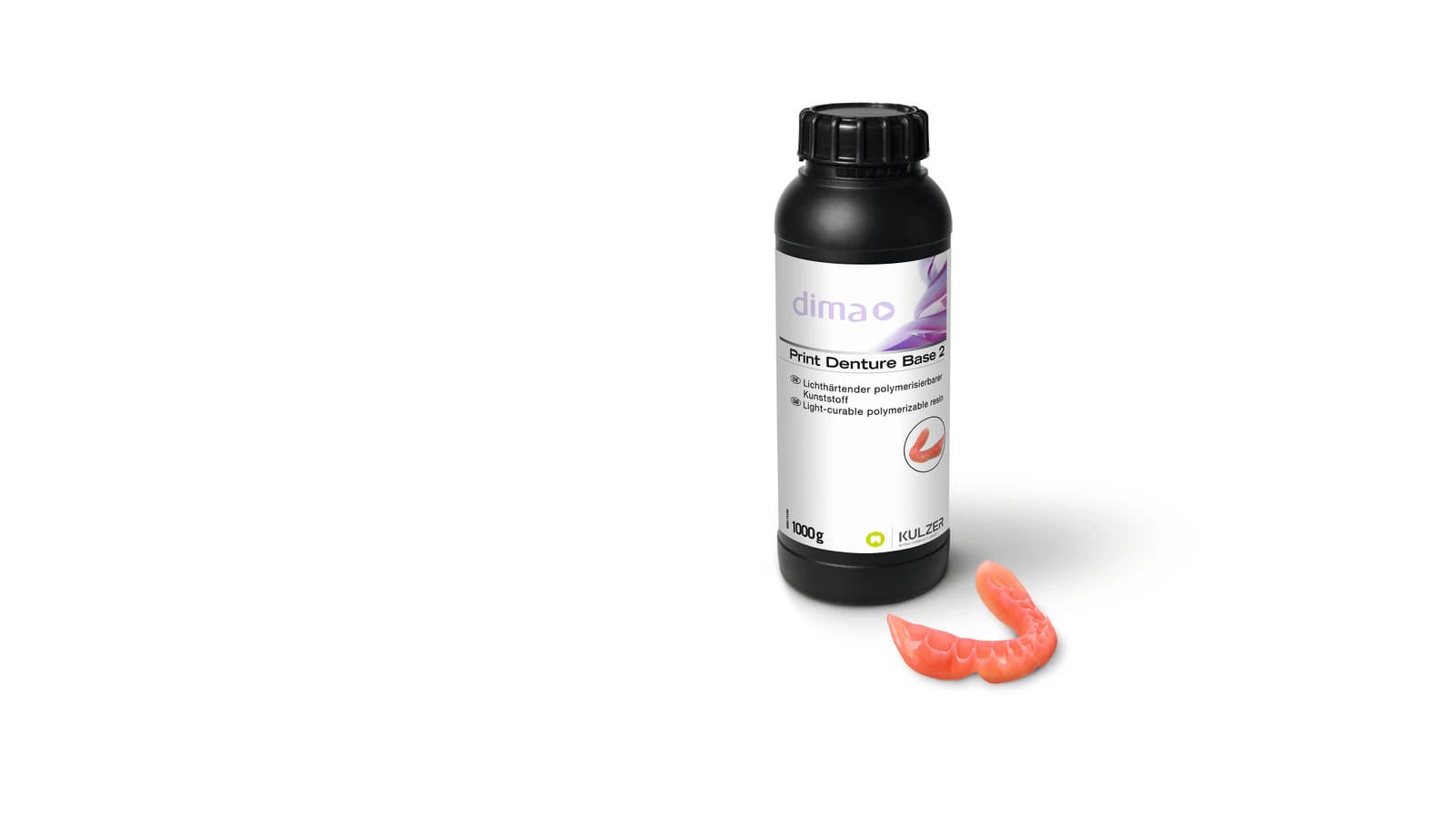 dima Print Denture Base 2 3D Printing Resin, Pink, 1000g Bottle, 1/Pk, 66100851 - dima Print Denture Base 2 3D Printing Resin, Denture Bases, Pink, 1000g Bottle, 1/Pk - Image 1