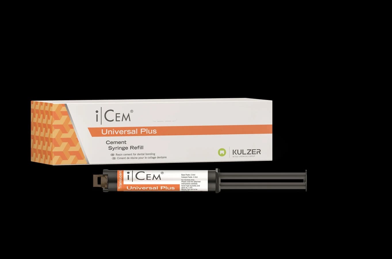iCEM Universal Plus Resin Cement Syringe Refill, Translucent, 9g (4.8 mL), 1 Syringe, 66101218 - iCEM Universal Plus Syringe - Image 1