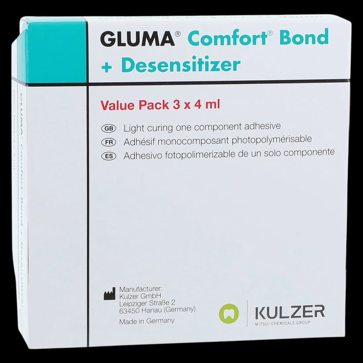 Gluma Comfort Bond + Desensitizer Total-Etch Adhesive, 4 mL Bottle, Economy Pack of 3, 66018222 - Gluma Comfort Bond + Desensitizer 4ml Bottle 3Pk - Image 1