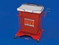 SharpSafety Sharps Cart, Red, 21.5x16x22" Plastic, for 8-Gallon Hinged Lid Containers, Reusable, 1/Case - Foot Pedal Sharps Cart - Image 1