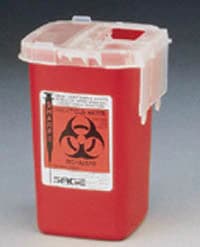 SharpSafety Phlebotomy Sharps Container, 1 Quart, Red, Translucent Top, Sliding Lid, 1/Pk, 8900SA - Phlebotomy Sharps Container, 1 Qt, Red, 1/Pk, 8900SA - Image 1
