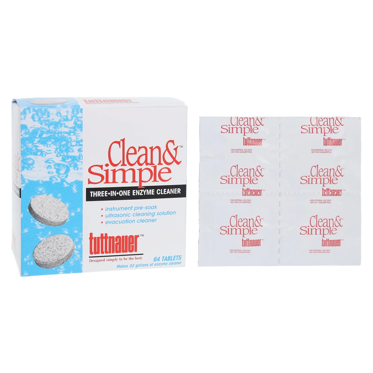 Tuttnauer Clean & Simple Ultrasonic Cleaning Tablets, Enzymatic, 64/Pk, CS0064 thumbnail 2