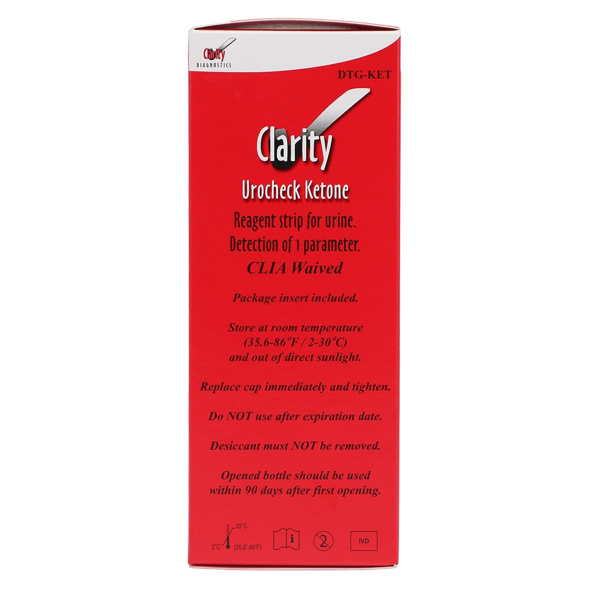 Clarity Urocheck Ketone Urinalysis Test Strips, CLIA Waived, 100/Bottle thumbnail 2