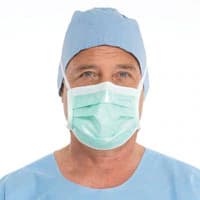 Halyard Specialty Anti-Fog Surgical Mask with Derma-Touch Tape, Tie-On, Green, 50/Box, 49215 - Mask Surgic FogFree LF w/Derma - Image 1