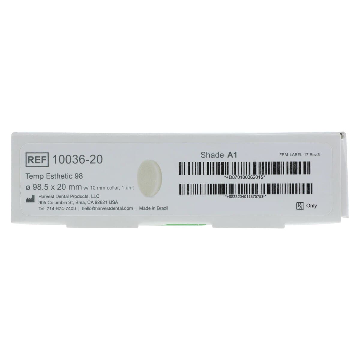 Harvest Esthetic DCL PMMA Denture + Temp Disc, A1 Shade, 98 x 20 mm, 01KEZKNHSN0833BR57E3K1SV51 thumbnail 9
