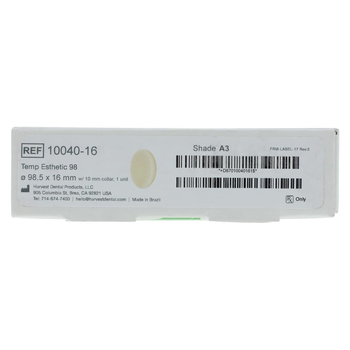 Harvest Esthetic DCL PMMA Denture + Temp Disc, A3 Shade, 98 x 16 mm, 01KEZKNHSSH6ADMH9YJG9SK3ZV thumbnail 5