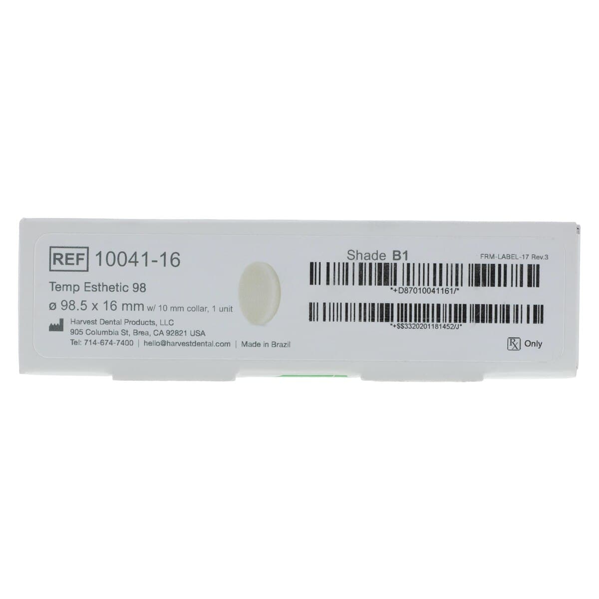 Harvest Esthetic DCL PMMA -ML- Denture + Temp Disc, B1 Shade, 98 x 16 mm thumbnail 5