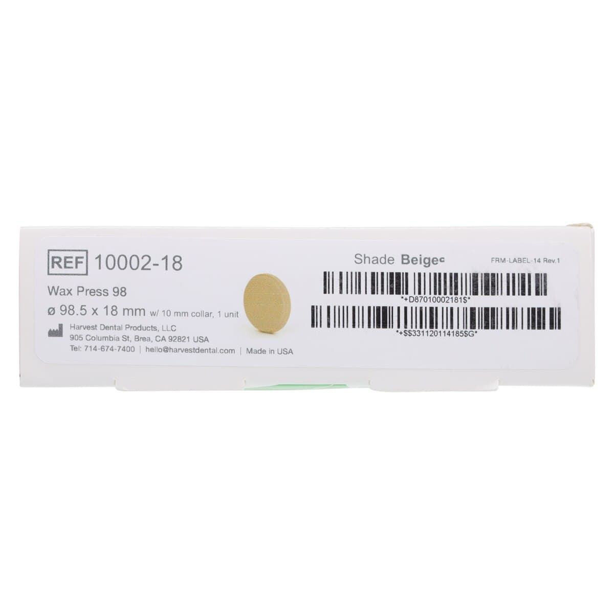 ZCAD Wax Press 98 Beige, 98.5mm Diameter x 18mm Thick, 1/Pkg, 01KN3QHKST4V1SR4KH3ZXCJKF7 thumbnail 5