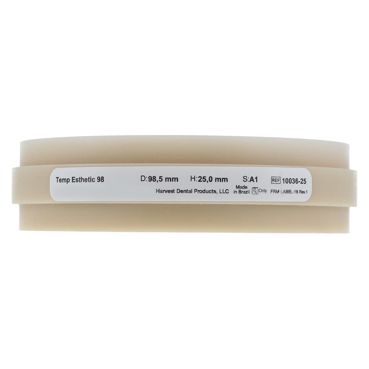 Harvest Esthetic DCL PMMA -ML- Denture + Temp Disc, 98 x 25 mm, Shade A1, 1/Pkg thumbnail 5