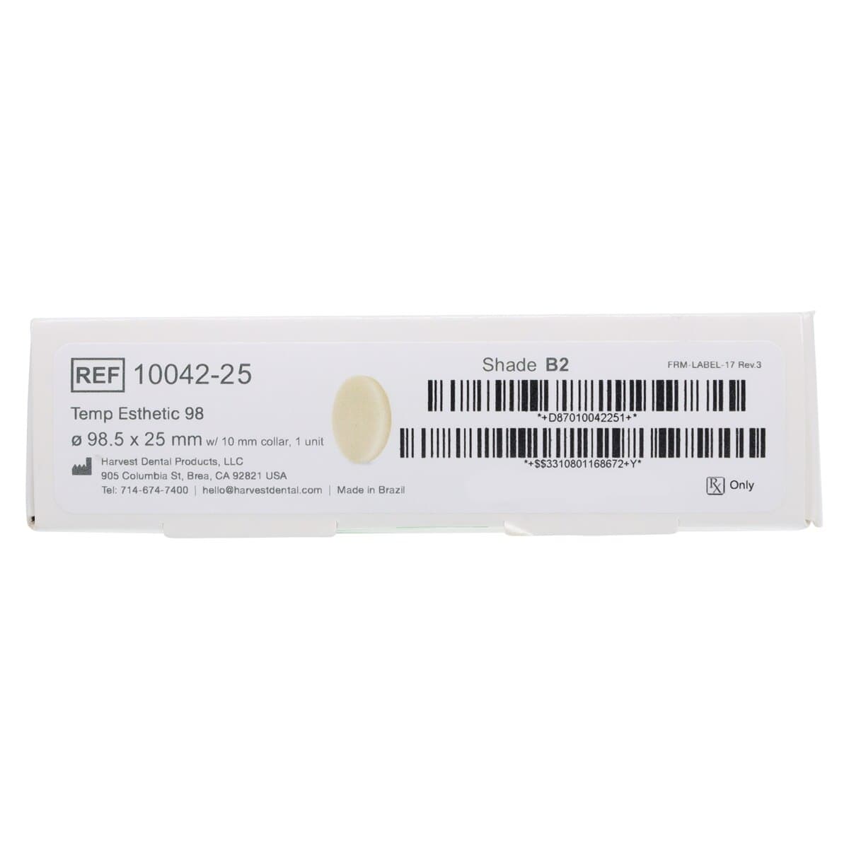 Harvest Esthetic DCL PMMA Denture + Temp Disc, B2 Shade, 98 x 25 mm, 01KEZKNHSSJ4GR77DTHAFA5E49 thumbnail 7