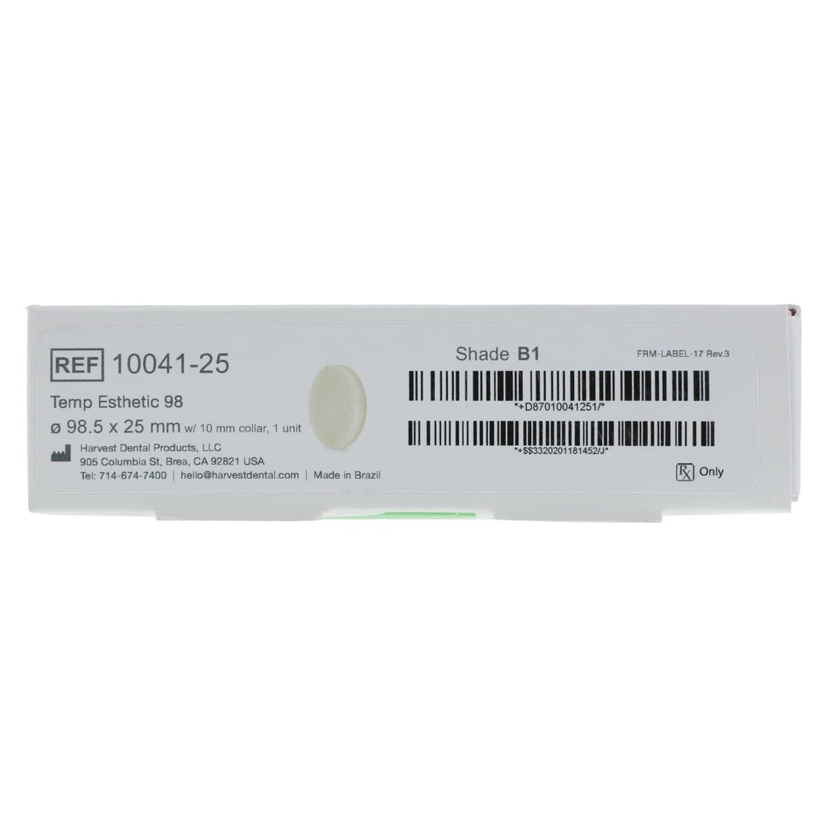 Harvest Esthetic DCL PMMA Denture + Temp Disc, B1 Shade, 98 x 25 mm, 01KEZKNHSSJHWDQY58DM4GZYWS thumbnail 2