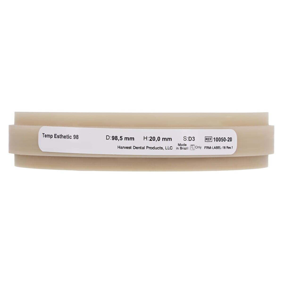 Harvest Esthetic DCL PMMA -ML- Denture + Temp Disc, 98 x 20 mm, Shade D3, 1/Pkg thumbnail 5