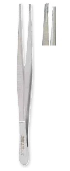 Miltex-Integra Brown Tissue Forceps, 10" Stainless Steel, Autoclavable, Each - Forceps Brown Tissue - Image 1