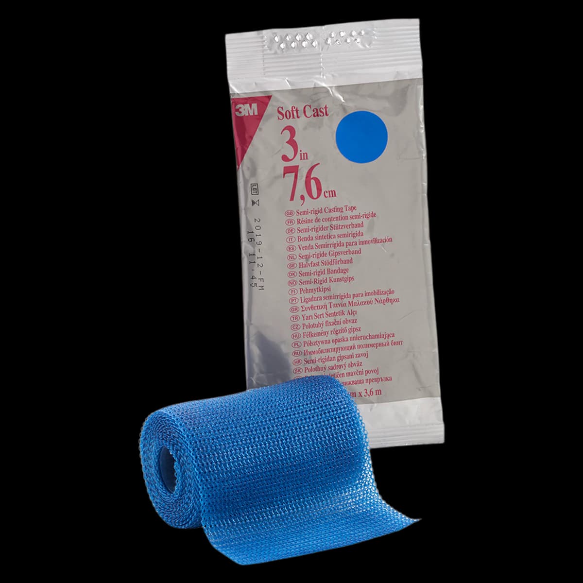 3M Scotchcast Soft Cast Casting Tape, Fiberglass, Blue, 3" x 4 yds, 82103B, 10/Case - 3M SCOTCHCAST SOFT CAST CASTING TAPE, 82103B - Image 1