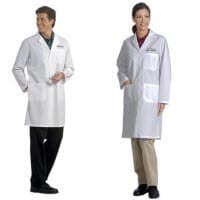 Fashion Seal Men's Knee-Length White Lab Coat, 65% Polyester/35% Cotton, 3 Pockets, Long Sleeves, Size 38, Each - Lab Coat Knee Length Men'S Wht - Image 1