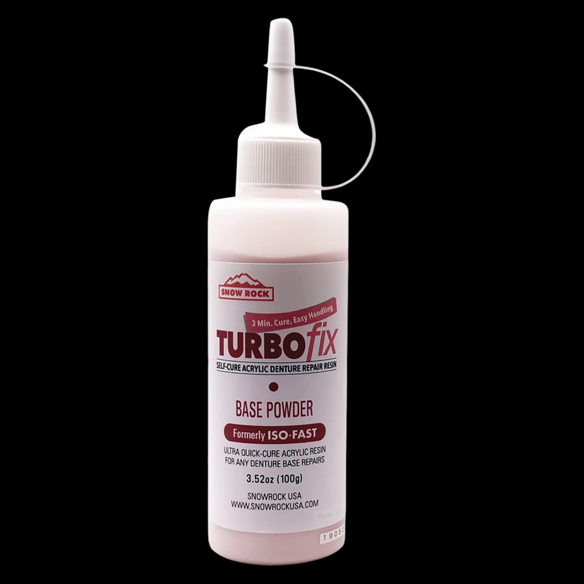 Snow Rock USA #7 Live Pink TurboFix Base Powder, Self-Cure Acrylic Reline, 3.5 oz - #7 Live Pink TurboFix Base Powder Only 3.5oz - Image 1