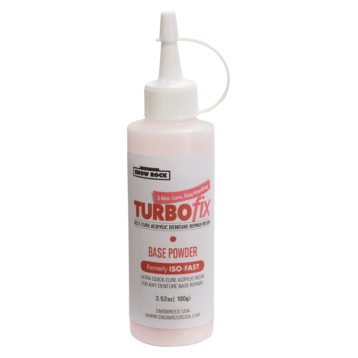 TurboFix Self-Cure Acrylic Base Powder, Real Pink #7A, 3.5 oz (100 g), 1/Pk - #7A Real Pink TurboFix Base Powder Only 3.5oz - Image 1